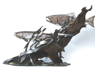 glass salmon sculpture
