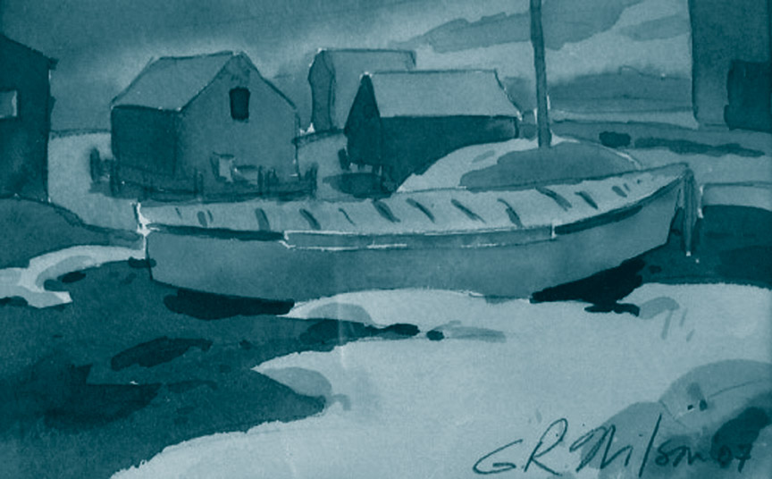 Gordon Wilson-AF Wash Drawing-peggy's cove