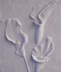Relief sculpture of cala lilies - Art Bites class with Joanne Purdy
