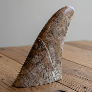 Ian Howie - Carving - Orca Dorsal Fin - 6" tall - Rainforest Marble, Kennedy Lake