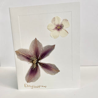 Ehnyawpaw - Card - Purple & white flower - Ehnyawpaw Johdee - Card - McMillan Arts Centre & MAC Box Office