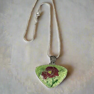 Gina Shear - Pendant -Red Poppy - sterling silver chain - 18" -  - Jewellery - McMillan Arts Centre & MAC Box Office