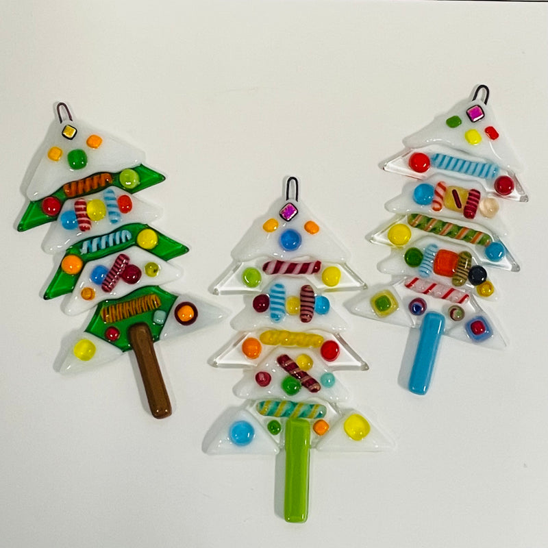 Bruce Thurston - Fused Glass - Christmas Tree  - 4" long -  - Glass - McMillan Arts Centre & MAC Box Office