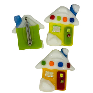 Bruce Thurston - Fused Glass - Brooch - House - 2" long -  - Glass - McMillan Arts Centre & MAC Box Office