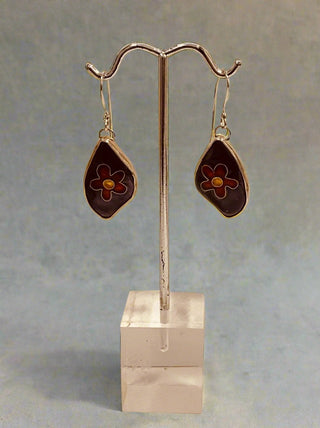 Gina Shear - Earrings - Red flower on purple -  - Jewellery - McMillan Arts Centre & MAC Box Office