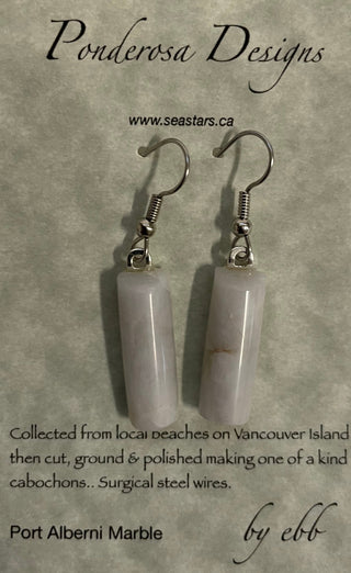 Elaine Bohm - Earrings - Port Alberni Marble - White - Surgical Steel Wires -  - Jewellery - McMillan Arts Centre & MAC Box Office