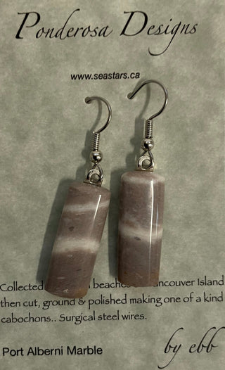Elaine Bohm - Earrings - Port Alberni Marble - Taupe & White - Surgical Steel Wire -  - Jewellery - McMillan Arts Centre & MAC Box Office