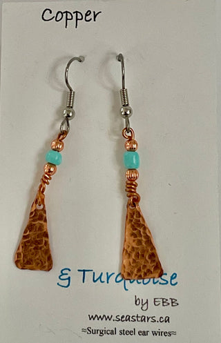 Elaine Bohm - Earrings - Copper with turquoise - Surgical Steel Wire -  - Jewellery - McMillan Arts Centre & MAC Box Office