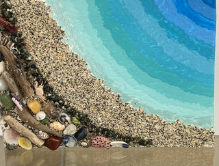 Jan Myers - Mixed Media - Beach scene 7" x 5" -  - Mixed Media - McMillan Arts Centre & MAC Box Office