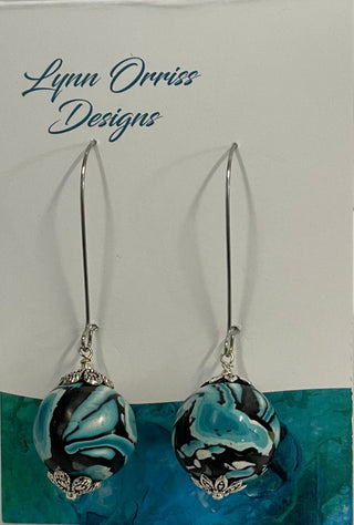 Lynn Orriss - Earrings - Turquoise & Black Ball - Large -  - Jewellery - McMillan Arts Centre & MAC Box Office