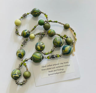 Lynn Orriss - Necklace - Antique Green beads -  - Jewellery - McMillan Arts Centre & MAC Box Office