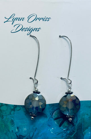 Lynn Orriss - Earrings - Grey crystal -  large - long hooks -  - Jewellery - McMillan Arts Centre & MAC Box Office