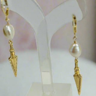 Julie Hawes - Earrings - Freshwater pearl with ornate daggers -  - Jewellery - McMillan Arts Centre & MAC Box Office