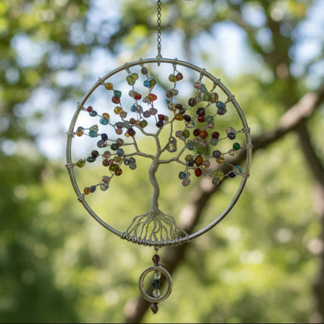 Dee Amendt - Suncatcher - Tree of Life  - 4" diameter, 9" hanging length -  - Metal Art - McMillan Arts Centre & MAC Box Office