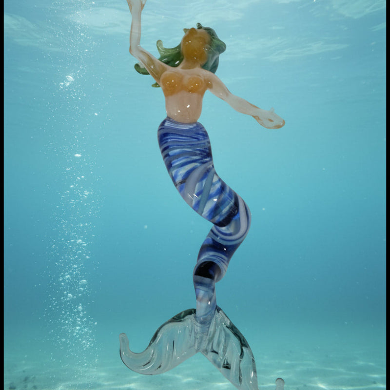 Rubius Glass - Suncatcher - Large Mermaid - Blue body, green hair -  - Glass Art - McMillan Arts Centre & MAC Box Office