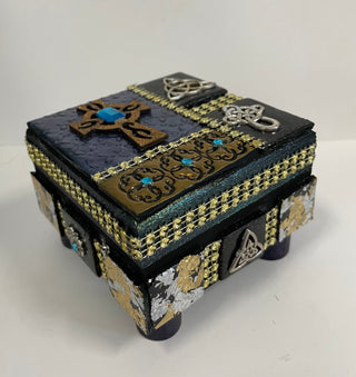 Bernice Pollock - Wood - Embellished box - hinged - 3.5" x 3.5" -  - Wood Art - McMillan Arts Centre & MAC Box Office