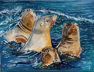 Beverly Simpson - Acrylic - Family of Sea Lions - 12" x 9" -  - Acrylic - McMillan Arts Centre & MAC Box Office