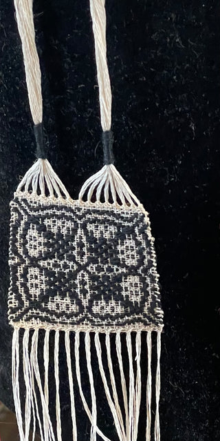 Sharon Young - Pendant - Handwoven from linen - Black & White -  - Jewellery - McMillan Arts Centre & MAC Box Office