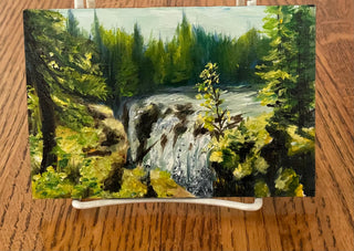 Margery Blom - Oil Painting - Englishman River Falls - 6" x 4" -  - Painting - McMillan Arts Centre & MAC Box Office