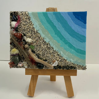 Jan Myers - Mixed Media - Beach scene 4" x 3" -  - Mixed Media - McMillan Arts Centre & MAC Box Office