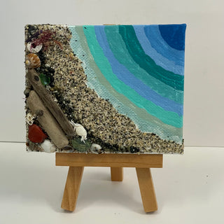 Jan Myers - Mixed Media - Beach scene 4" x 3" -  - Mixed Media - McMillan Arts Centre & MAC Box Office
