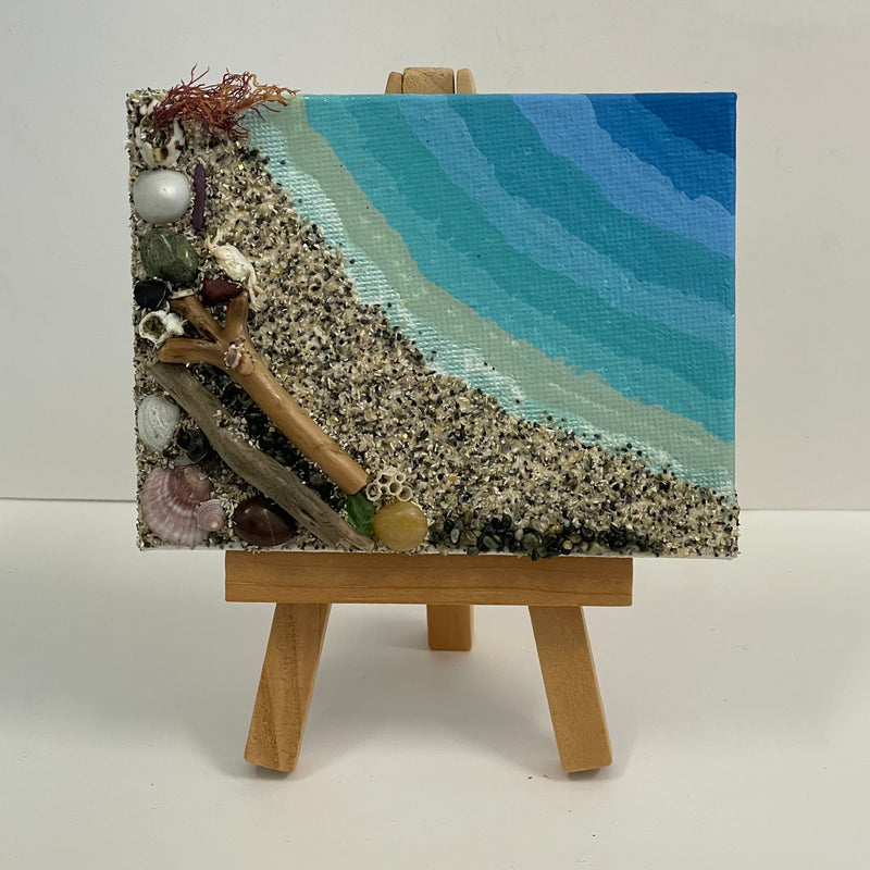 Jan Myers - Mixed Media - Beach scene 4" x 3" -  - Mixed Media - McMillan Arts Centre & MAC Box Office