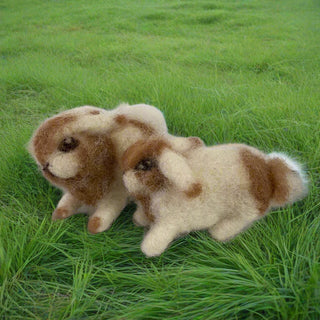 Kate Beauregard - Felted Bunnies - White & Brown -  - Fibre Art - McMillan Arts Centre & MAC Box Office