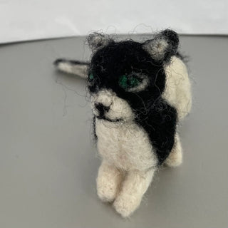 Kate Beauregard - Felted Cat - Black & White -  - Fibre Art - McMillan Arts Centre & MAC Box Office
