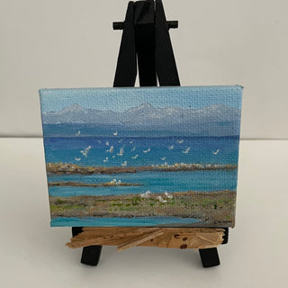 Lynn Orriss - Mini Painting - "Estuary"  2" x 3" - easel included -  - Painting - McMillan Arts Centre & MAC Box Office