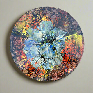 Diana Lockwood - Acrylic Pour -Flowers - Circle 10" diameter -  - Painting - McMillan Arts Centre & MAC Box Office