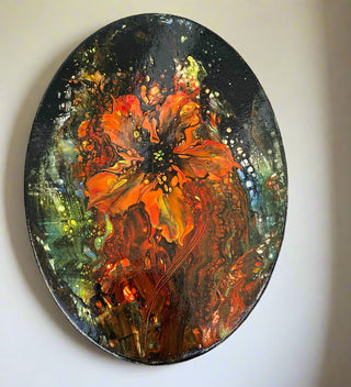 Diana Lockwood - Acrylic Pour - Flowers - Oval -  - Painting - McMillan Arts Centre & MAC Box Office
