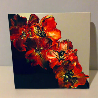 Diana Lockwood - Acrylic Pour - Flowers - 12" x 12" -  - Painting - McMillan Arts Centre & MAC Box Office