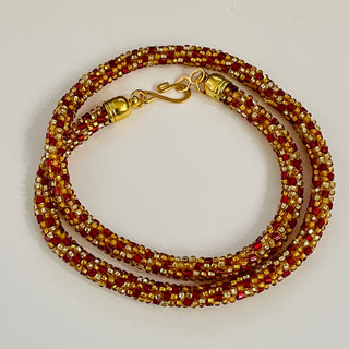 Diana Lockwood - Bracelet - Kimihimo - Red and Gold- 16" Long -  - Jewellery - McMillan Arts Centre & MAC Box Office