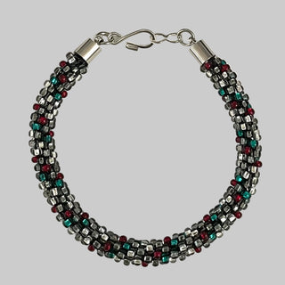 Diana Lockwood - Bracelet - Kimihimo - Blue/Red/Silver - hook clasp -  - Jewellery - McMillan Arts Centre & MAC Box Office