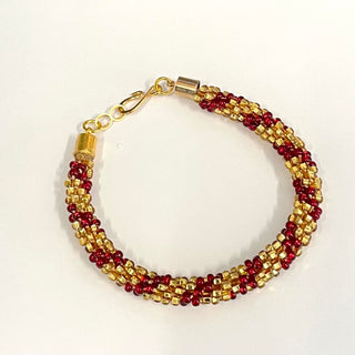 Diana Lockwood - Bracelet - Kimihimo - Red & Gold- hook clasp -  - Jewellery - McMillan Arts Centre & MAC Box Office