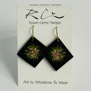 Robert Cerins - Earrings - Diamond -Purple & Green on Black -  - Jewellery - McMillan Arts Centre & MAC Box Office