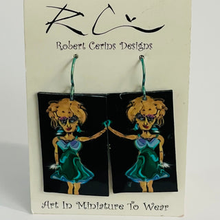 Robert Cerins - Earrings - Rectangle - Woman in Blue -  - Jewellery - McMillan Arts Centre & MAC Box Office