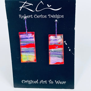 Robert Cerins - Earrings - Red - Multi - Rectangle -  - Jewellery - McMillan Arts Centre & MAC Box Office