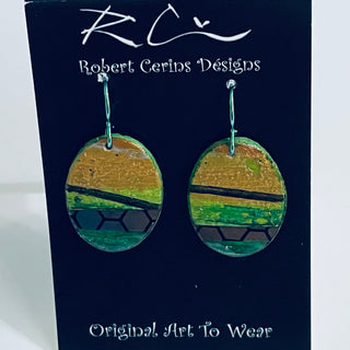 Robert Cerins - Earrings - Metallic Gold with Green -  - Jewellery - McMillan Arts Centre & MAC Box Office