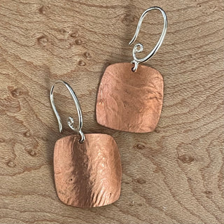 Laurie A. McDonald - Earrings - Copper - Textured Suare -  - Jewellery - McMillan Arts Centre & MAC Box Office