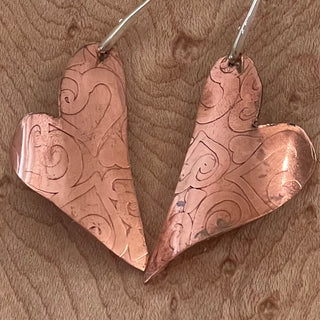 Laurie A. McDonald - Earrings - Copper - Large Heart -  - Jewellery - McMillan Arts Centre & MAC Box Office