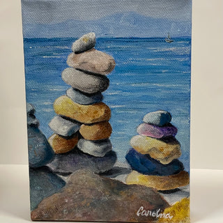 Carol Ann Owers - Painting -" Reaching for the Sky - Beach on Strait of Georgia" -  - Painting - McMillan Arts Centre & MAC Box Office