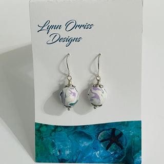 Lynn Orriss - Earrings - Purple & Teal on white - small ball -  - Jewellery - McMillan Arts Centre & MAC Box Office