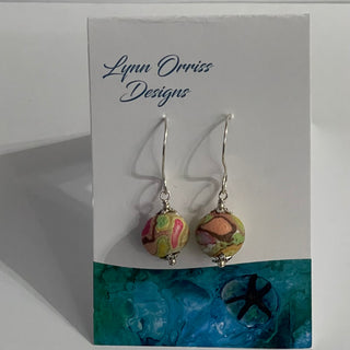 Lynn Orriss - Earrings - Pink/coral/green swirls - Small ball -  - Jewellery - McMillan Arts Centre & MAC Box Office