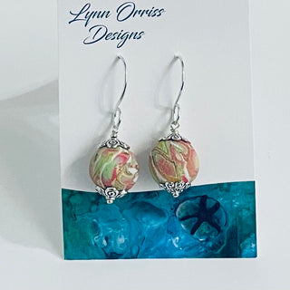 Lynn Orriss - Earrings - Pink/green swirls - Medium ball -  - Jewellery - McMillan Arts Centre & MAC Box Office