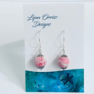 Lynn Orriss - Earrings -Pink with White - Small ball -  - Jewellery - McMillan Arts Centre & MAC Box Office