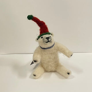 Kate Beauregard - Felted Polar Bear with hat -  - Fibre Art - McMillan Arts Centre & MAC Box Office