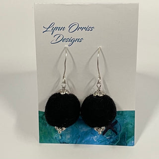 Lynn Orriss - Earrings - Felted Black Ball - large -  - Jewellery - McMillan Arts Centre & MAC Box Office