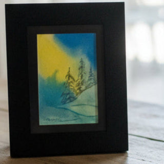 Dianne Mercredi - Pen & Watercolour - Trees under the Northern lights, framed -  - Painting - McMillan Arts Centre & MAC Box Office