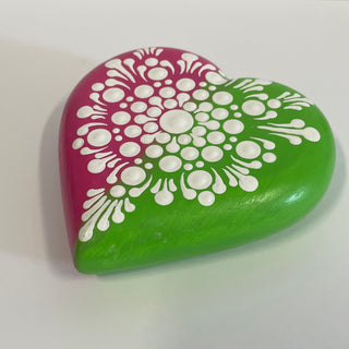 Janet Dzenkiw - Rock Art - Mandela - Green & Pink Heart -  - Rock Art - McMillan Arts Centre & MAC Box Office